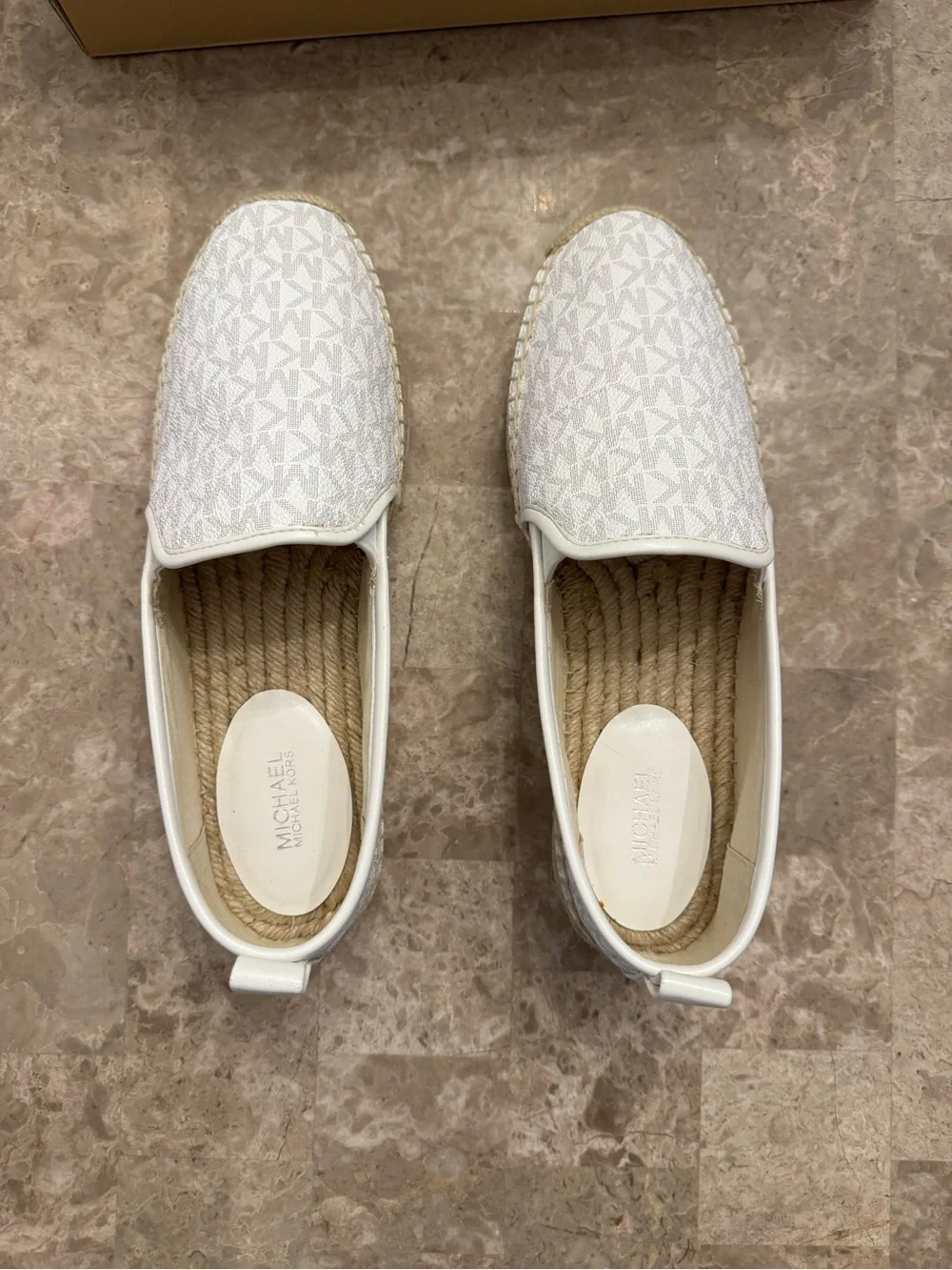 Michael Kors White Monogram Slip-Ons Size 9.5